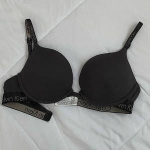 grey calvin klein lightly padded underwire bra